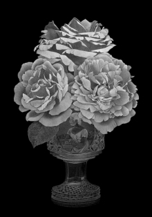 Hinterglasmalerei eine Vase mit Blumen