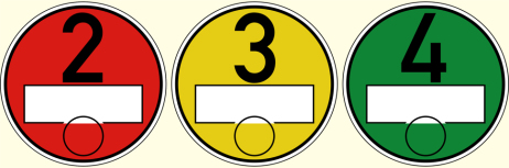 Feinstaubplaketten der Gruppe 2, 3 und 4