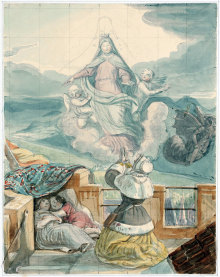 Jakob Götzenberger, Farbentwurf für das Wandgemälde „Die Burg Hohenbaden“, um 1843