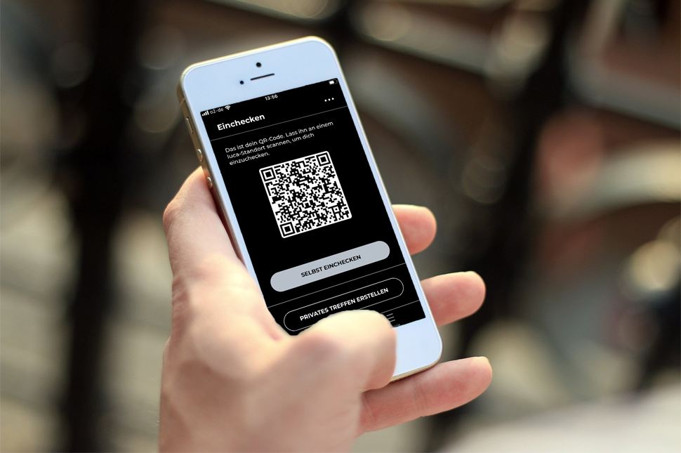 luca App auf einem Smartphone geöffnet