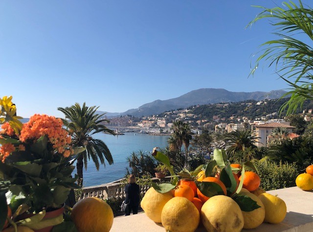 Eine Panoramaaufnahme von Menton. 