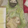 Bild von einem Soldaten mit einem Hund auf dem Arm