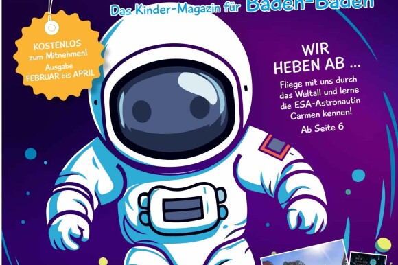 Deckblatt der Babsi mit der Zeichnung eines Astronauten auf violettem Hintergrund.