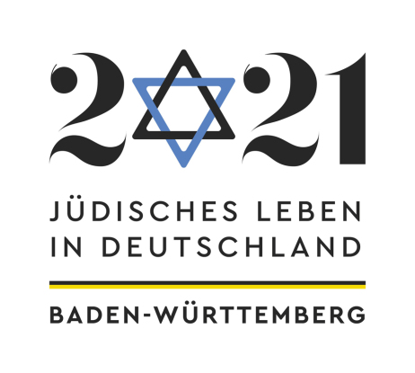 Logo mit dem Text: "2021; Jüdisches Leben in Deutschland; Baden-Württemberg.