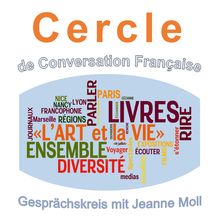 Plakat für Cercle mit verschiedenen Begriffen aus dem Alltag, in Wordart zusammengestellt.