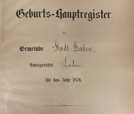 Deckblatt des Geburts-Hauptregisters 1876