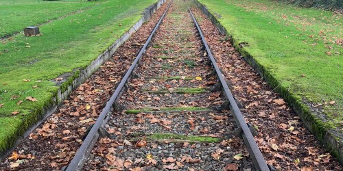 Bahnschienen in Gurs. 