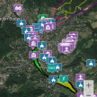 Screenshot Baden-Baden App: Karte mit Sehenswürdigkeiten und Wanderwegen