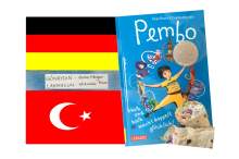 Collage: Türkische und deutsche Flagge zusammen mit Kinderbuch und Yufkas