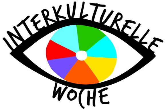 Grafik: Auge mit Pupille in Regenbogenfarben auf weißen Hintergrund.