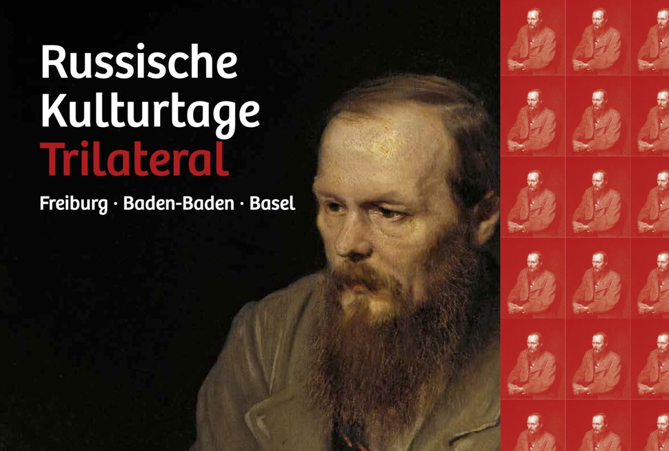Plakat "Russische Kulturtage" - Dostoevskij in sitzender Position.