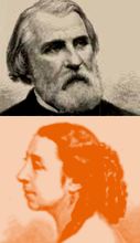 Porträt Turgenev, darunter Portrait Viardot (orangenfarben bearb.)