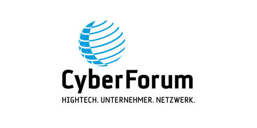 CyberForum Logo: Eine blau-weiß gestreifte Kugel, darunter steht CyberForum. Darunter steht HIGHTECH.UNTERNEHMER.NETZWERK.