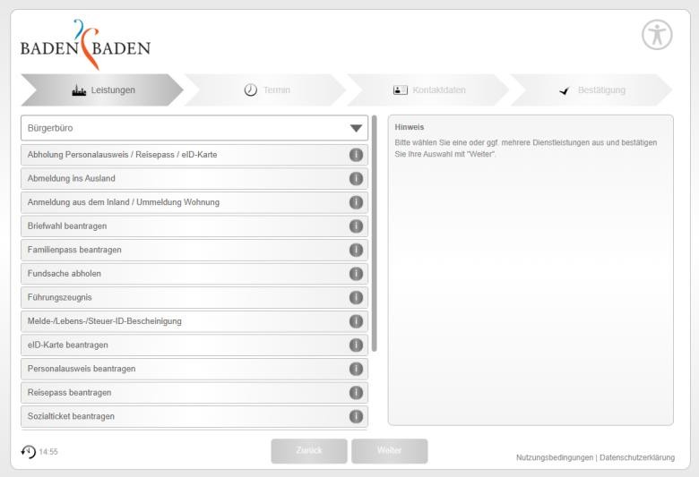 Screenshot Termine online buchen Screenshot Termine online buchen