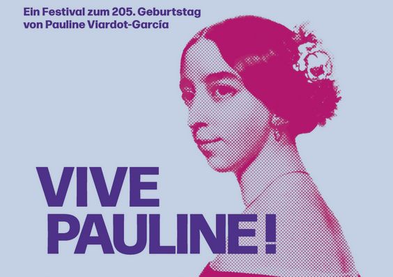 Frau mit Hochsteckfrisur mit Dekolleté. Schriftzug Vive Pauline!