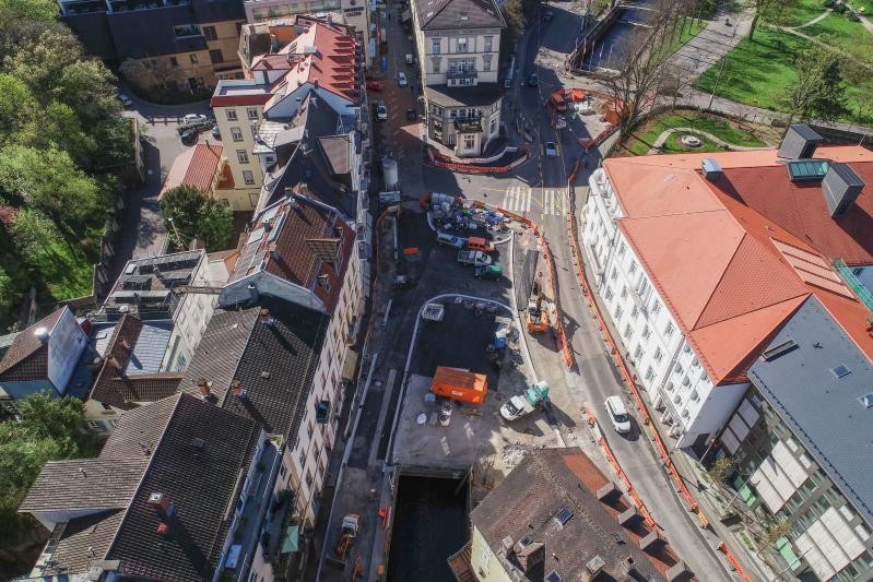 Luftaufnahme des Hindenburgplatzes.